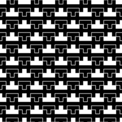 Repeated puzzle figures background. Seamless surface pattern design with mosaic ornament. Ethnic embroidery motif. Grid wallpaper. Digital paper for page fills, web designing, textile print. Vector.