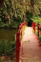 red bridge over the river