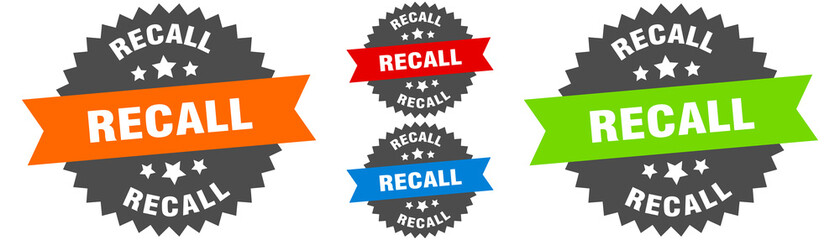 recall sign. round ribbon label set. Seal