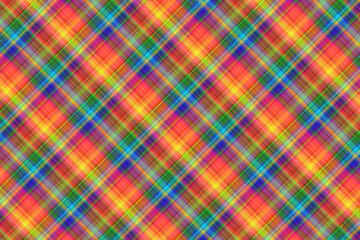 Fototapeta premium Seamless illustration of tartan plaid pattern. Checkered fabric texture print in red, orange and yellow.