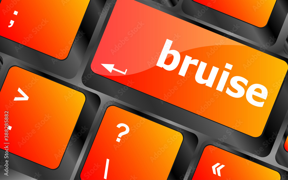 Aufkleber button with bruise word on computer keyboard keys