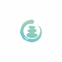 circle zen stone rock balancing spa yoga logo vector