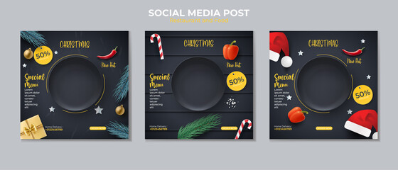 Food social media post template. social media post on Christmas day.