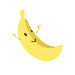 Cute banana character Vector isolated on white 