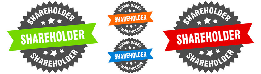 shareholder sign. round ribbon label set. Seal