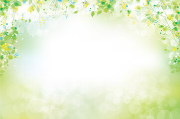 Vector  green, spring, floral background.