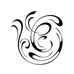 ornament 1352. decorative abstract ornament with curls in black lines on a white background