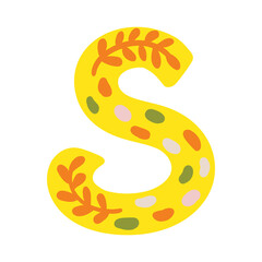 Yellow vector bright Letter isolated Capital S 