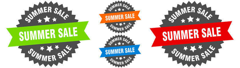 summer sale sign. round ribbon label set. Seal