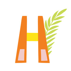 Orange vector bright Letter isolated Capital H 