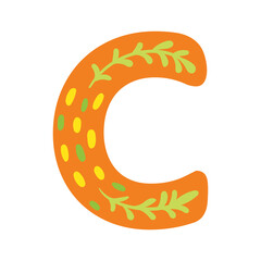 Orange vector bright Letter isolated Capital C 