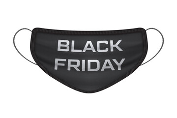 Black medical mask black friday sale isolated on white background.