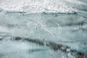 Air bubbles in glacier ice in iceland