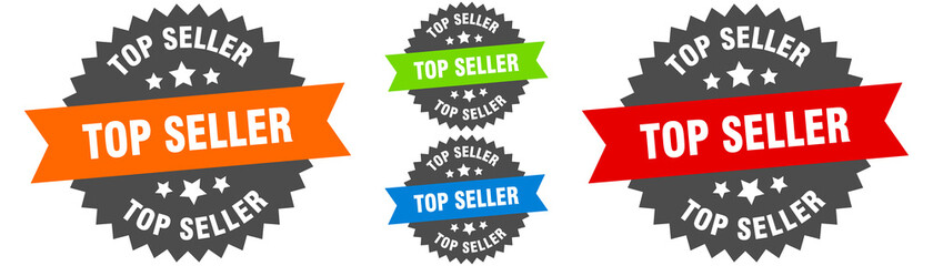top seller sign. round ribbon label set. Seal