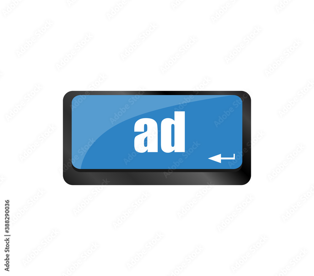 Poster marketing concept: computer keyboard with word ad