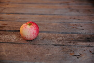 
Apples on a wooden table