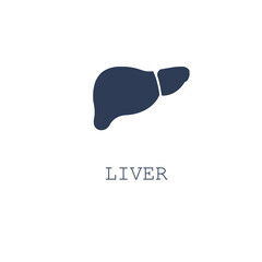 Liver icon on white background. Vector illustration in flat cartoon design. Design for webpage, banner, app, poster. Internal organs. 