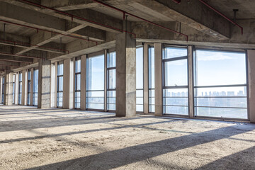 Modern empty commercial building materials