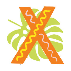 Orange vector bright Letter isolated Capital X 