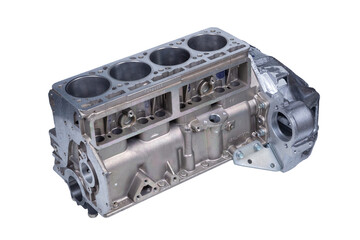 Engine block with four cylinders and four valves.