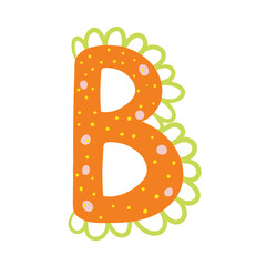 Orange vector bright Letter isolated Capital B