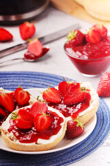 Wheat sandwiches with strawberry marmalade