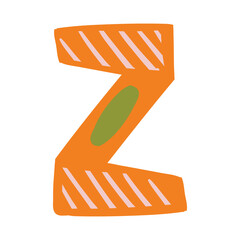 Orange vector bright Letter isolated Capital Z 