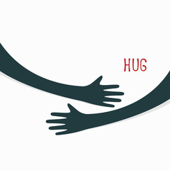 Hugging hands. Arm embrace, relationship hugged hands