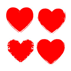 Set of Hearts . Grunge stamps collection.love Shapes for your design.Distressed symbols. Textured Valentine's Day signs.Vector illustration.