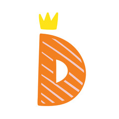 Orange vector bright Letter isolated Capital D 