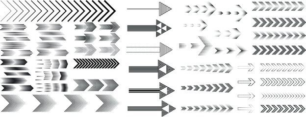 Speed Lines and halftone dots  in arrow Form . Vector Illustration .Technology  Logo . Design element . Abstract Geometric shape .