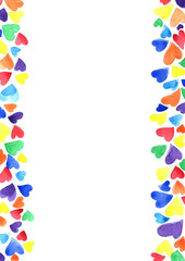 Obraz premium Colorful rainbow hearts frame for decoration on LGBTQ concept events.