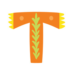 Orange vector bright Letter isolated Capital T 
