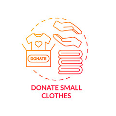 Donate small clothes concept icon. Body positivity tips. Giveaway old things you do not need at all. Waste reducing idea thin line illustration. Vector isolated outline RGB color drawing