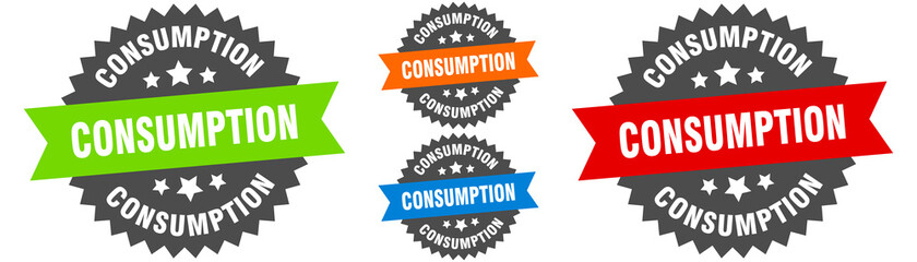 consumption sign. round ribbon label set. Seal