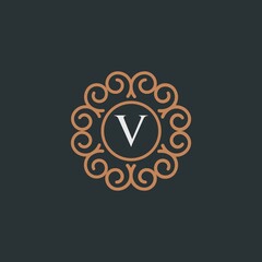 elegant monogram letter V logo design template. Creative floral letter V logo inspiration	
