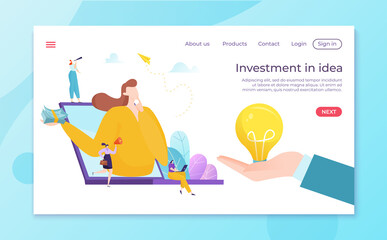 Finance decision about idea invest, business person businessman professional character concept, vector illustration. Money symbol background, work corporate manager for profit strategy.