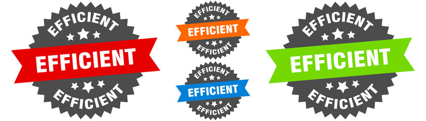 efficient sign. round ribbon label set. Seal