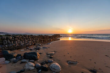 Fototapeta na wymiar The beach of Bidart at sunset, Basque Country, France