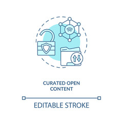 Curated open content concept icon. Open source information. Easy to get data. AI in education idea thin line illustration. Vector isolated outline RGB color drawing. Editable stroke