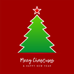 Abstract christmas green tree with Merry Christmas wish