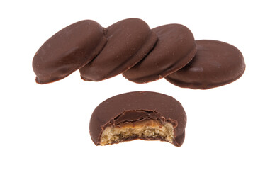 cookies in chocolate glaze isolated