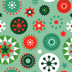 Christmas folk geometric ornament seamless pattern