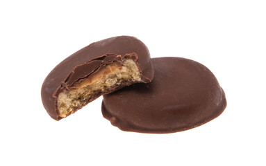 cookies in chocolate glaze isolated