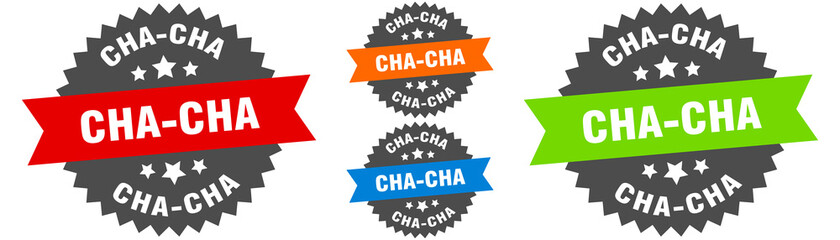 cha-cha sign. round ribbon label set. Seal
