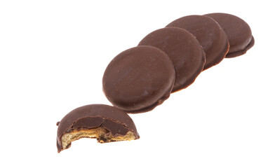 cookies in chocolate glaze isolated