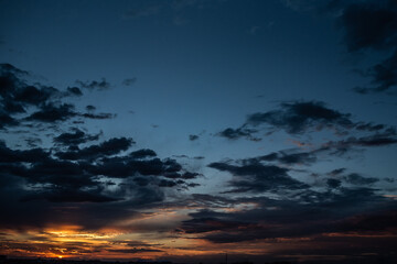 Beautiful colored sunset with clouds