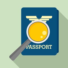 Magnifier passport control icon. Flat illustration of magnifier passport control vector icon for web design