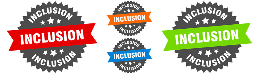 inclusion sign. round ribbon label set. Seal