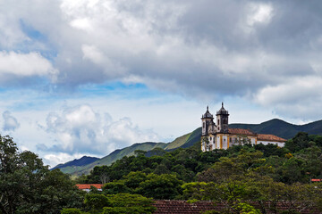 Baroque church in historical city of Ouro Preto, Brazil